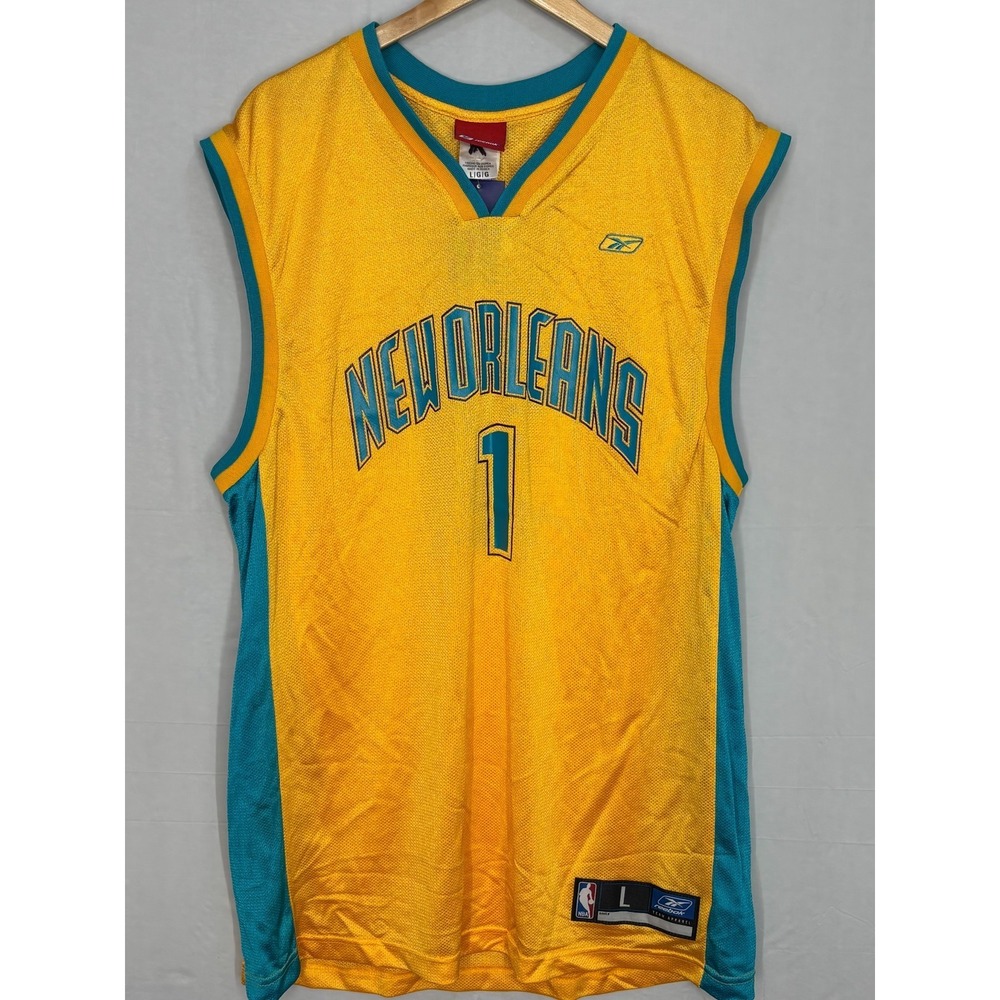 New‎ Orleans Hornets Reebok NBA Jersey Mens Yellow Baron Davis #1 Large NWT